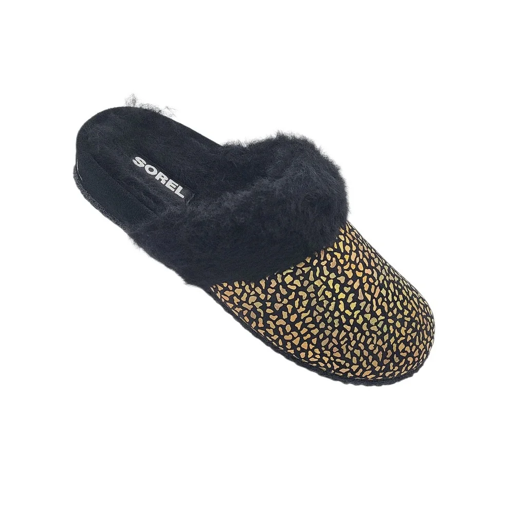 Sorel Youth Size 5 Unisex Nakiska Slide II Slippers Black Suede Faux Fur